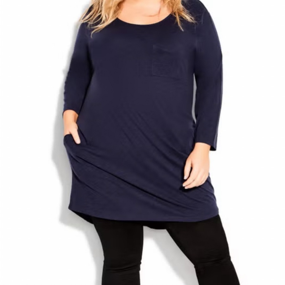 Avenue Elegant Navy Long Sleeve Dress